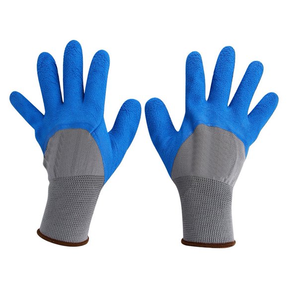 MAYUJIAA Foam Coated Protective Breathable Nylon Safety Work Non-slip Waterproof Gloves(Gray+Blue) AF323-4734