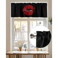 thumbnail image 7 of Lipprint Texture Valances for Windows Love Letter Black Retro Valance Rod Pocket Light Filtering Short Window Treatments Curtains for Kitchen Bathroom Living Room Bedroom, 1 Panel, 54 x 18 Inch, 7 of 7