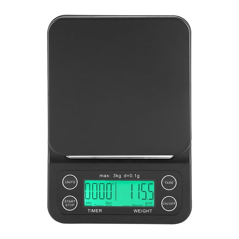 3KG 0.1g Electronic Digital Kitchen Food Scale Drip Coffee Weighing with Timer Green Backlight Walmart