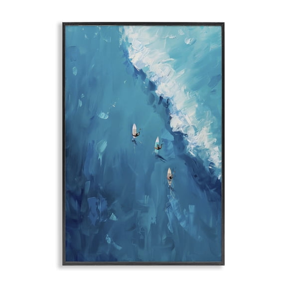 Stupell Industries Eclectic Aerial Surfers Approaching Wave Black Framed Giclee Art, 12 x 18, by LSR Design Studio