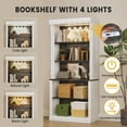 thumbnail image 2 of 5-Tier Open Bookcase, Tall Roman Column Bookshelf with LED Lights, White & Black Wood Grain Adjustable Book Shelves, Freestanding Display Storage Organizer for Home Office, Living Room, 2 of 7