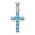 thumbnail image 2 of Auriga Fine Jewelry 925 Sterling Silver Rh-plated Blue Enameled Cross Hatch Cross Charm for Women, 2 of 6
