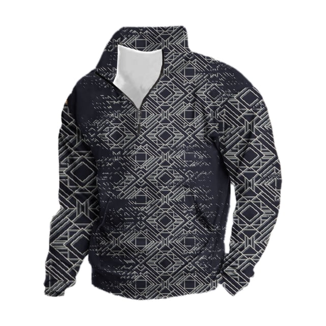 Blusa y camisa de manga larga con cuello vuelto para hombre, sudadera estilo western con estampado vintage y cremallera de un cuarto, jersey de manga larga con media cremallera y bolsillos, camisa de