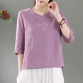 thumbnail image 4 of Young Womens Clothes Kelon Womens Tops Short Sleeve Shirts Cowl Neck Embroidered Shirt Dressy Casual Work Blouses Fashion Boho Clothes, XL, 4 of 6