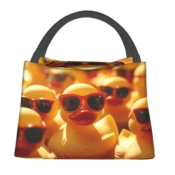 Fotbe Sunglasses Yellow Duck Bolsa Térmica Portátil con Estampado, Bolsa de Entrega de Alimentos Aislada, Bolsa Reutilizable de Gran Capacidad para Comidas y Supermercado