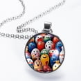 thumbnail image 2 of Bowling Elegant Glass Circular Pendant Necklace - Stunning Jewelry Piece, 2 of 5