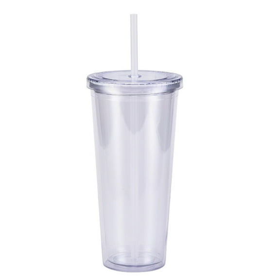 Iced Coffee Tumbler With Straw, Spill Proof Tumbler, Plastic Reusable Cups, To Go Iced Coffee Cups, Travel Coffee Tumbler, Clear Coffee Tumbler, 24Oz Capacity