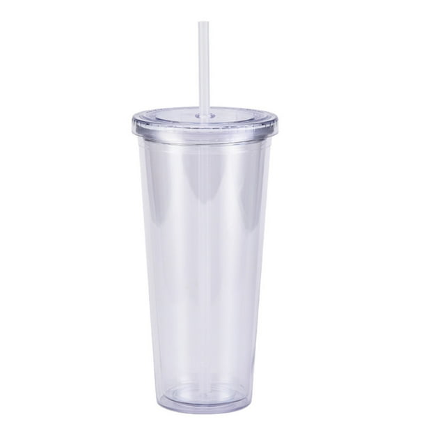 Vaso plástico transparente Maojin 24oz con Tapa y pajita