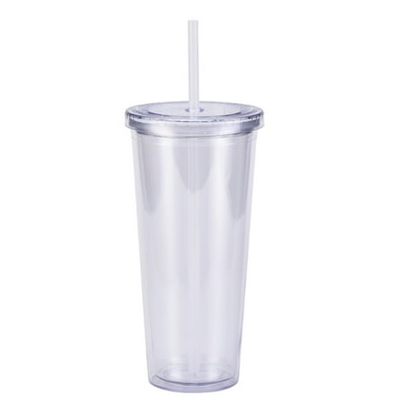 

Clearance YOKIUYI 24oz Plastic Straw Cup Creative Transparent Cold Drink Cup with Lid