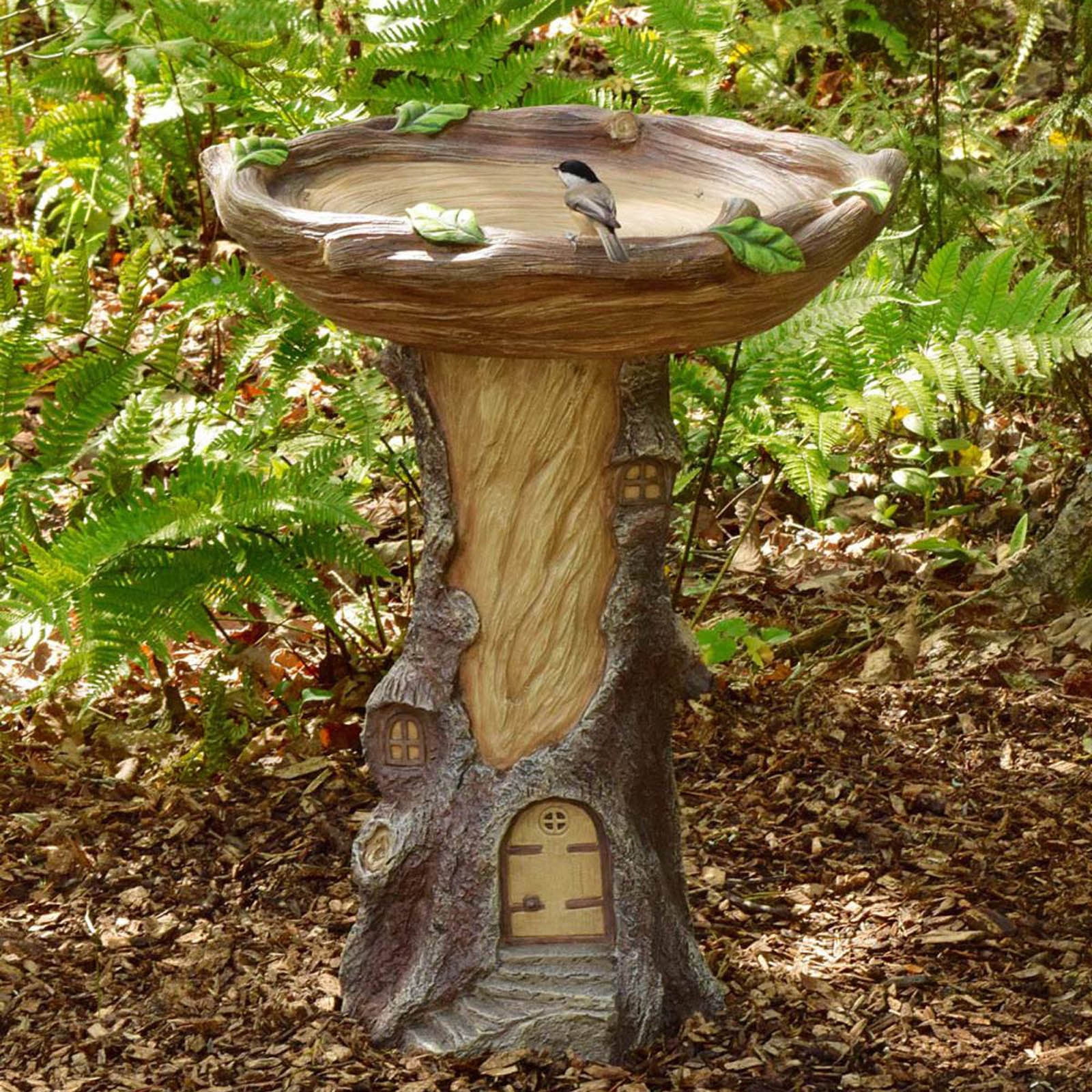 Baofu Beautiful Sunflower Bird Bath Brown Pedestal Handmade For Outdoor for Home Decor