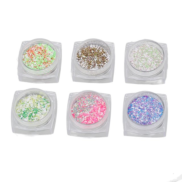 Polvo Fino De Purpurina Para Uñas, Colores Mezclados, 6 Cajas, Polvo De Purpurina Para Decoración De Uñas, Encantador Para Uso Doméstico