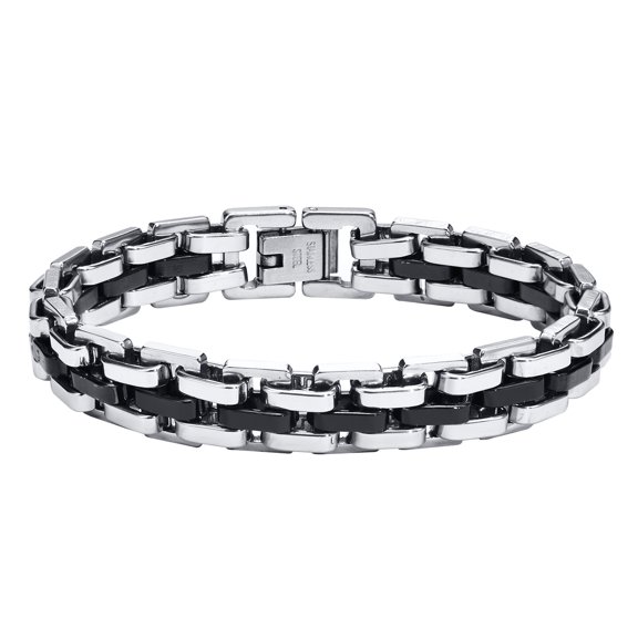 Vnox Stylish Strap Chain Bracelets for Men Gift Jewelry, 10.7MM Wide Stainless Steel Links Wristband, Father's Day Gift Dad
