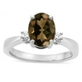 thumbnail image 2 of Star K � 3 Three Stone Oval Genuine Smoky Quartz Classic Engagement Promise Ring, 2 of 9