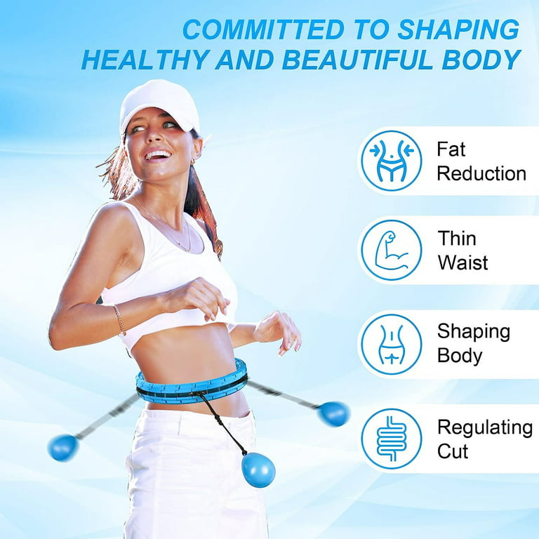 Smart Weighted Exercise Hula Circle Fitness for Adults Women Weight Loss 2  in 1 Adjustable Waist Abdomen Massage with 24 Detachable Knots Fitness  Equipment 