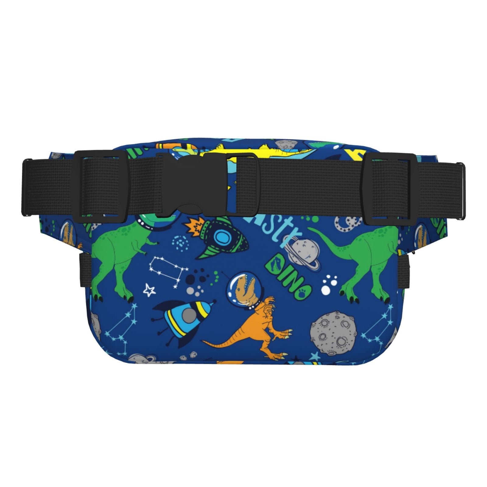 Fuzoiu Dinosaur In Space Print Unisex Square Double Layer Waist Bag,Crossbody Fanny Pack Travel Workout Accessory