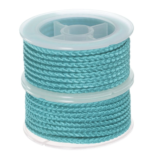 Unique Bargains 2 Packs Nylon Thread Twine Beading Cord 3mm Extra-Strong Braided Nylon Crafting String 4M/13 Feet, Light Blue
