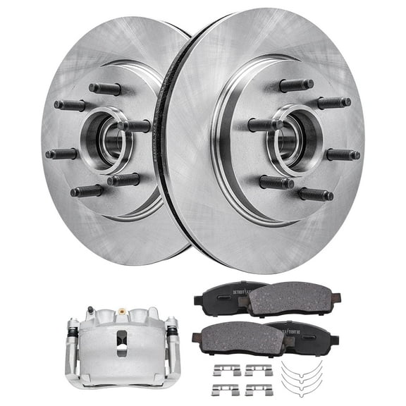 Detroit Axle - 2WD 6 Lugs Front Disc Rotors Brake Pads Left Caliper Replacement for 2005-2008 Ford F-150 Mark LT