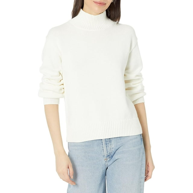 walmart Essentials Womens Plus Organic Cotton Funnel-Neck SweaterPlus Organic Cotton Funnel-Neck Sweater