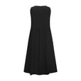 thumbnail image 4 of USSUMA Summer Dresses for Women 2025 Summer Dresses Sleeveless Crew Neck Casual Solid Color Dress with Pocket Maxi Dress Casual Skirts Breathable Dresses Work Black Dress Size-L, 4 of 6