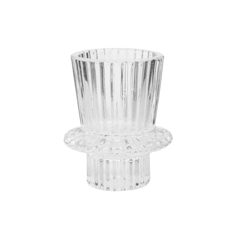 Mainstays Clear Glass Ribbed Taper Candleholder, 3-Piece Set photo 4