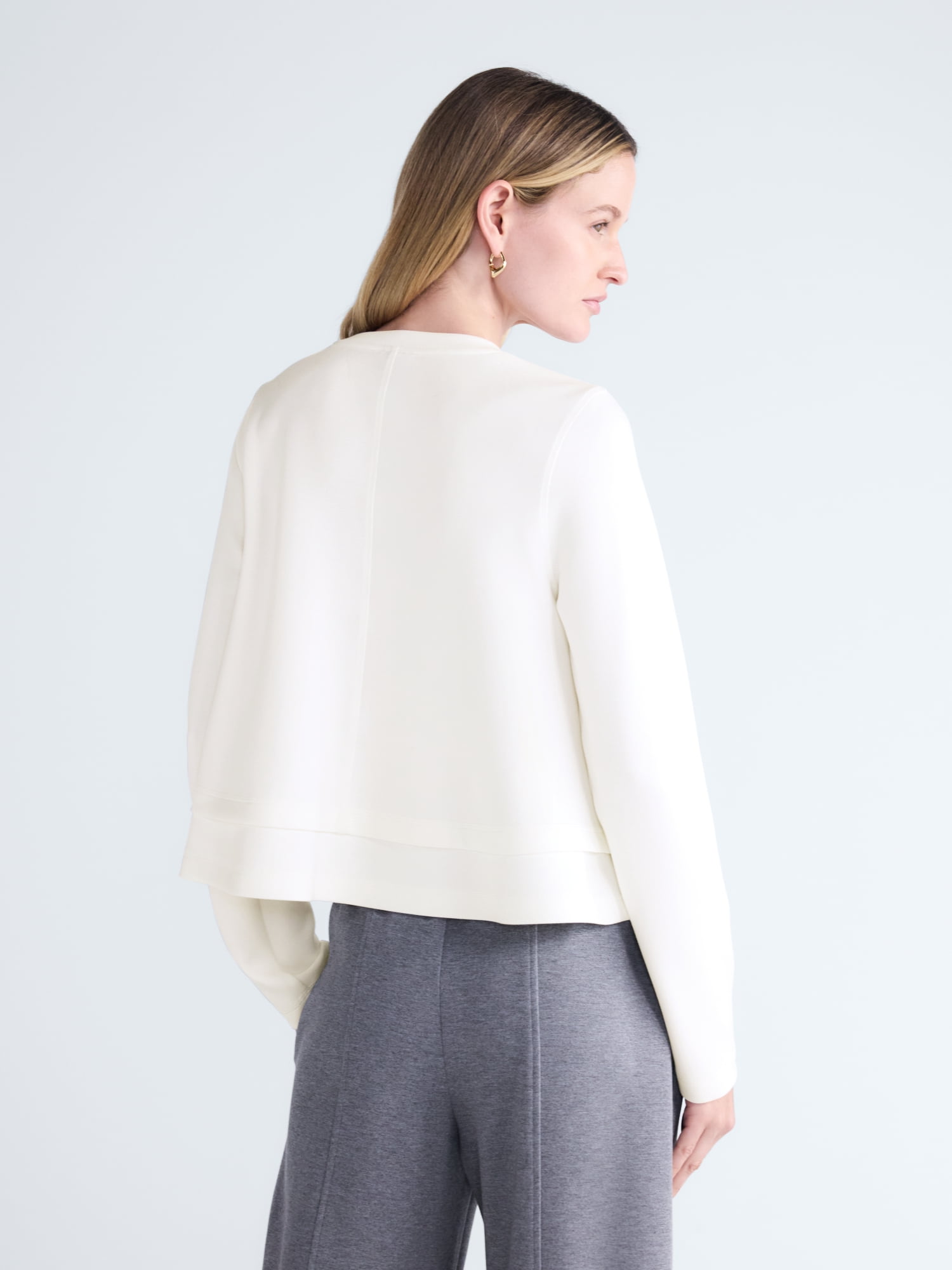 Scoop Women's and Women's Plus Scubaknit Cropped Tiered Top, Sizes XS-4X