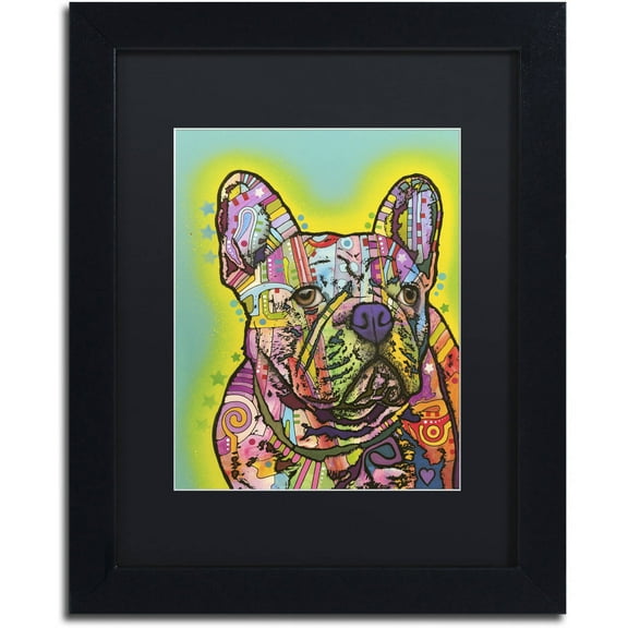 Trademark Fine Art "French Bulldog III" Canvas Art by Dean Russo, Black Matte, Black Frame