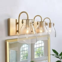 LNC 3-Light Modern Gold Bathroom Vanity Lights with Glass Shades for Bathroom, Powder Room