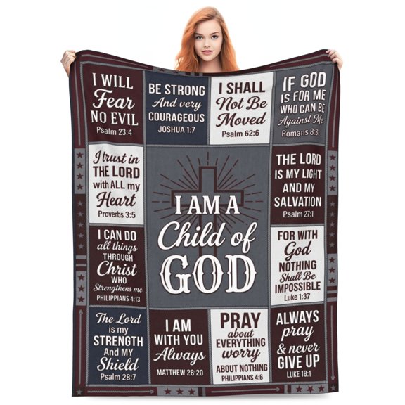 Christian Blanket, Bible Verse Throw Blanket, Religious Faith Design, Soft Flannel Cozy Blanket 50x40