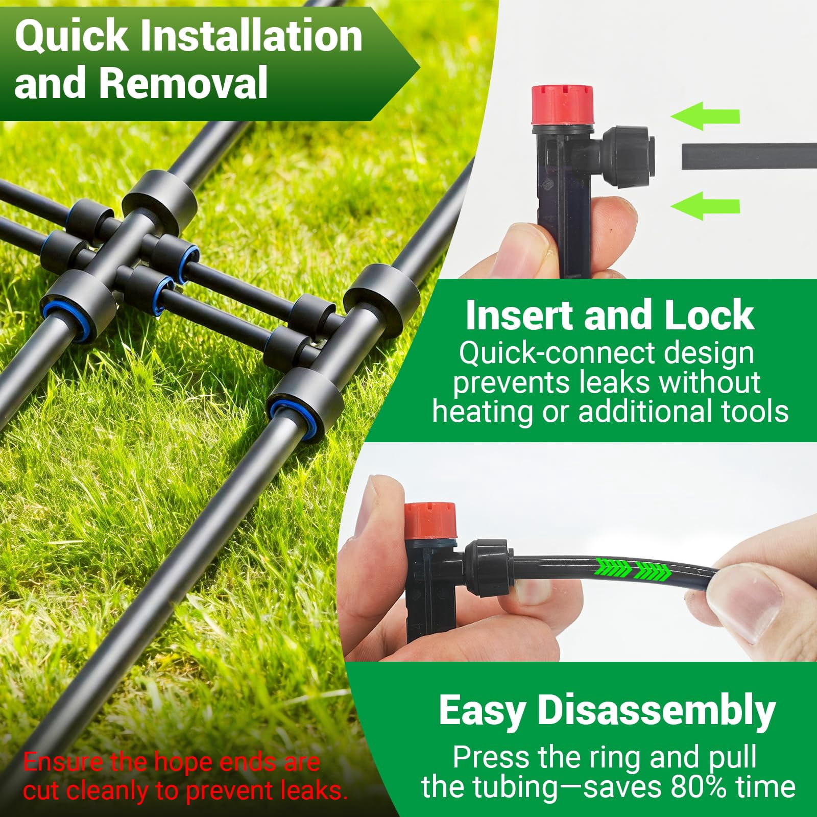 Drip Irrigation System For Garden  2026 Upgraded Automatic Plant Watering Kit With Quick Connect Pe Tubing 30 Water-saving Adjustable Emitters Yard Lawn Raised Bed & Greenhouse (100ft)