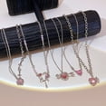 thumbnail image 4 of Dulce Rosa Circonio Colgante Collar Arco Ala Mariposa Corazón Clave Cadena De Plata Gargantilla Para Las Mujeres Accesorios De Joyería, 4 of 4