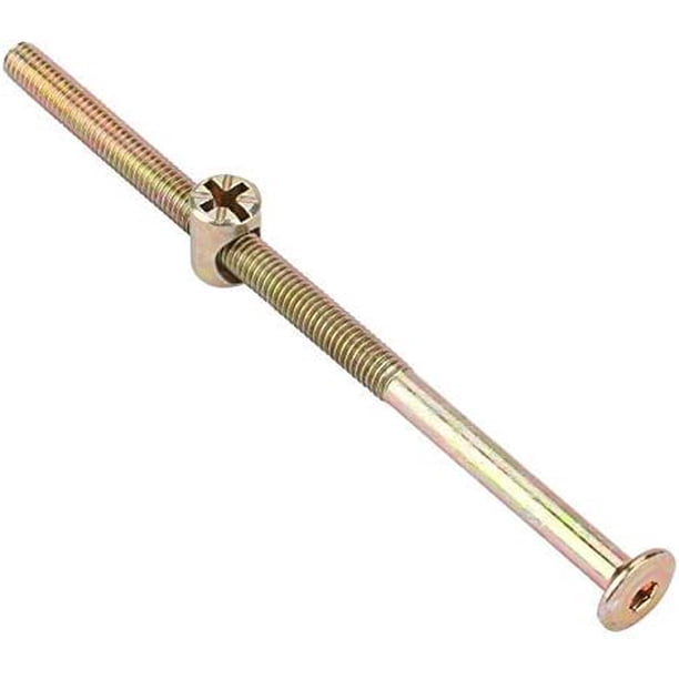 Juego de tornillos para conector de muebles, 10 piezas de acero inoxidable, cabeza plana, zócalo hexagonal con tuerca cruzada, martillo, perno, kit surtido para muebles, cunas, sillas (6 x 110 mm) esquí esquí Gafas de esquí