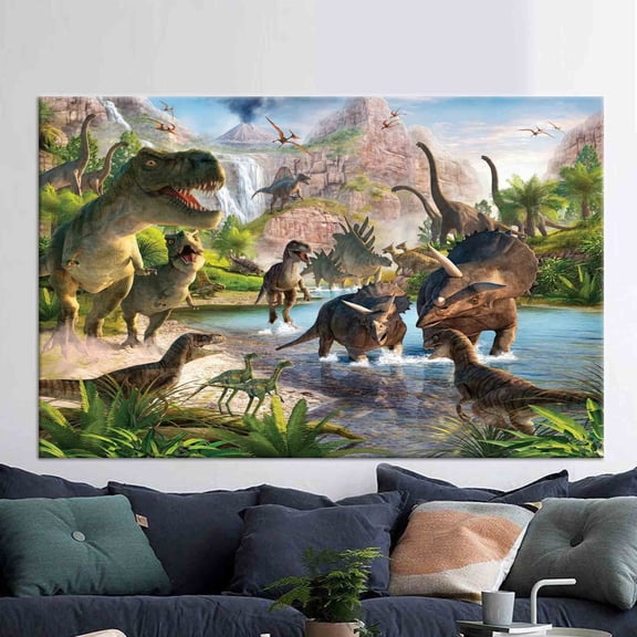 Velto Contemporary Art Decor, Dino Art Canvas, Kids Canvas, Dinosaur Artwork, Boy Room Bedroom Decor Art Home Decor Canvas, 8x10 UNFRAMED