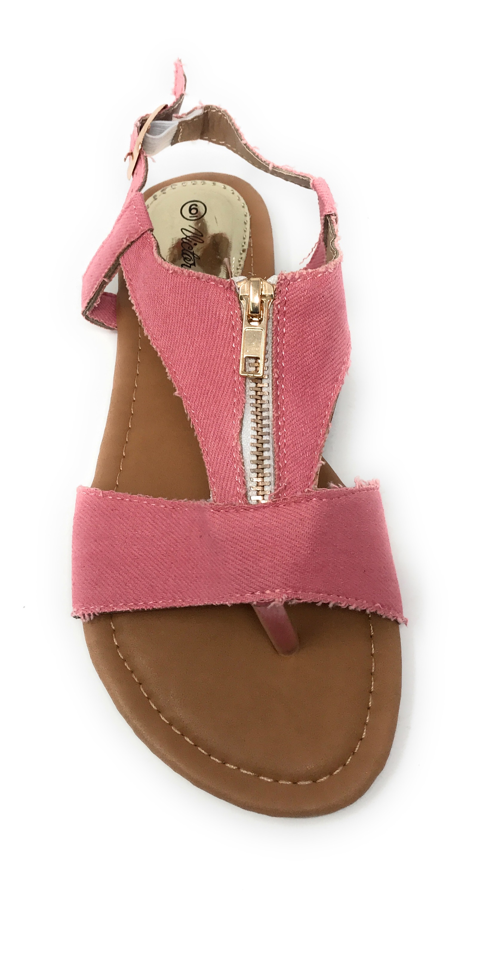 Victoria K Denim Zipper Front Sandals (Women)