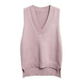 thumbnail image 3 of Women's And Winter V Neck Knitted Vest Loose All Matching Sweater Vest Solid Color Vest Sleeveless Sweater Vest plus Size Sweater Vest Mens Knit Sweater Vest Pullover Sweater Vest Women Sleeveless, 3 of 3