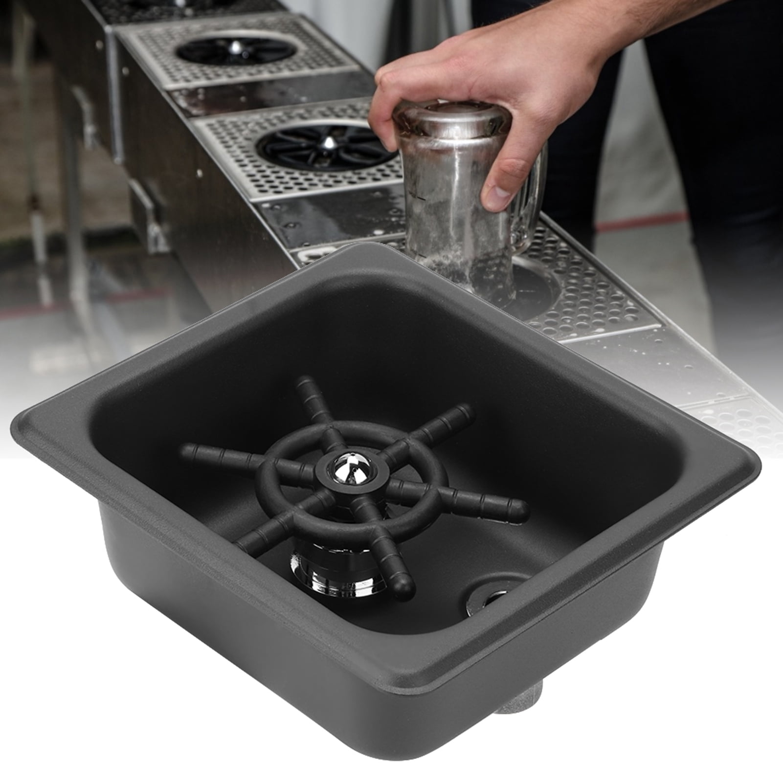BIMZUC Matte Black 304 Stainless Steel Automatic Cup Rinser and Washer for Home Kitchen, Bar, and Coffee Shop