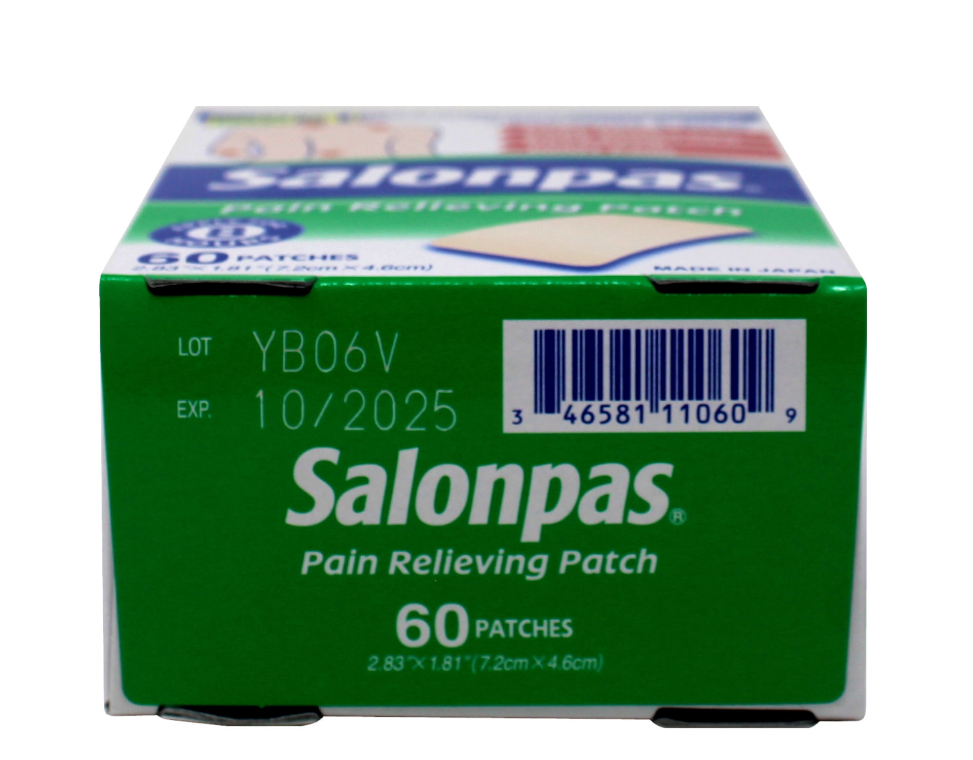 (2 pack) Salonpas Pain Relieving Patch for Back, Neck, Shoulder, Knee Pain and Muscle Soreness - 8 Hour Pain Relief - 60 Count - Pack of 1