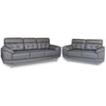 thumbnail image 1 of Sala de Piel Genuina Sofá y Love Seat ConfortoPiel  Dublin Gris Oxford, 1 of 9