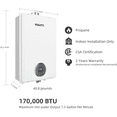 thumbnail image 3 of InstaGas Classic Propane Gas Tankless Water Heater 170,000 BTU, Up to 7.5 GPM Instant Hot Water Heater LP, Indoor Installation, CSA Certified, White, 3 of 12
