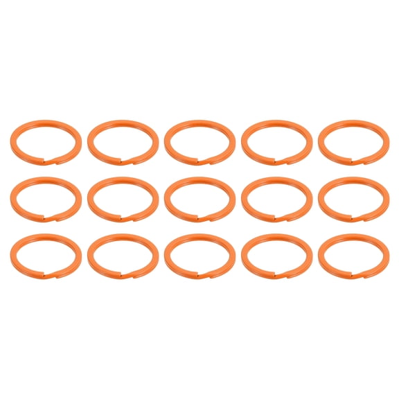 15Pcs Split Keychain Rings, 30mm Round Flat Key Holder Side Push Keyring, Orange