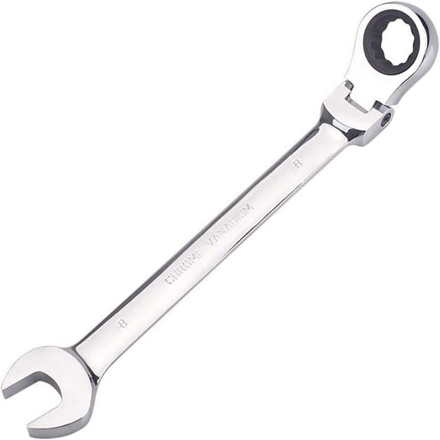 LOVEVER 8mm Metric Flex-Head Ratchet Wrench Box End Head 72-Tooth Ratcheting Combination Wrench Spanner