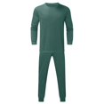 thumbnail image 3 of Tracksuit Men Men 2 Piece Outfits Fall Casual Crew Neck Muscle Long Sleeve Pullovers And Classic Fit Sweatpant Set Tan Dress Jacket Dress Suits for 3 Piece 3 Suit Regular Fit Mens Suits Green M, 3 of 4