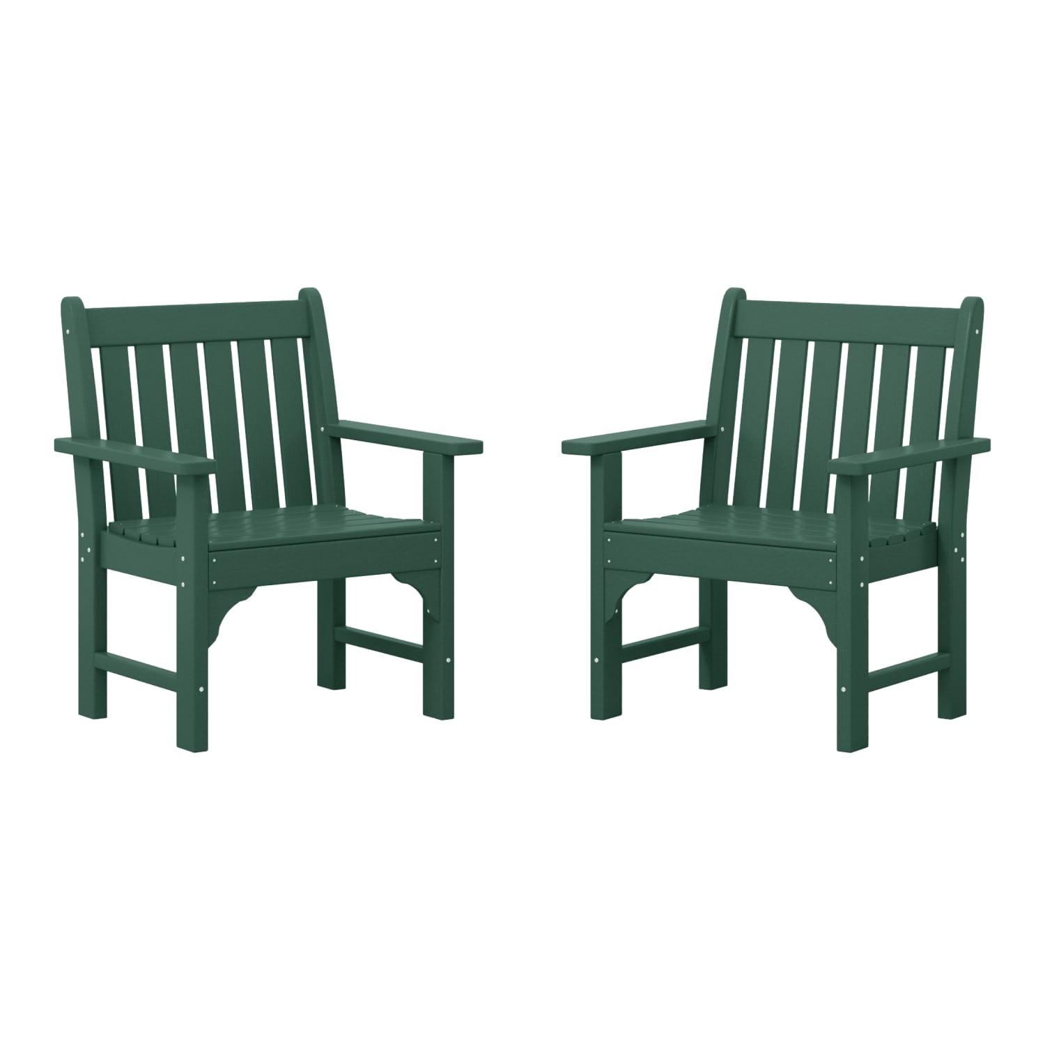 WestinTrends Malibu Outdoor Patio HDPE Adirondack Dining Arm Chairs (Set of 2), Dark Green