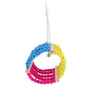 Birds Toy for Cage,Parrot Hanging Swing with Mirror,Natural Wooden , Pet Bird Cage Accessories S