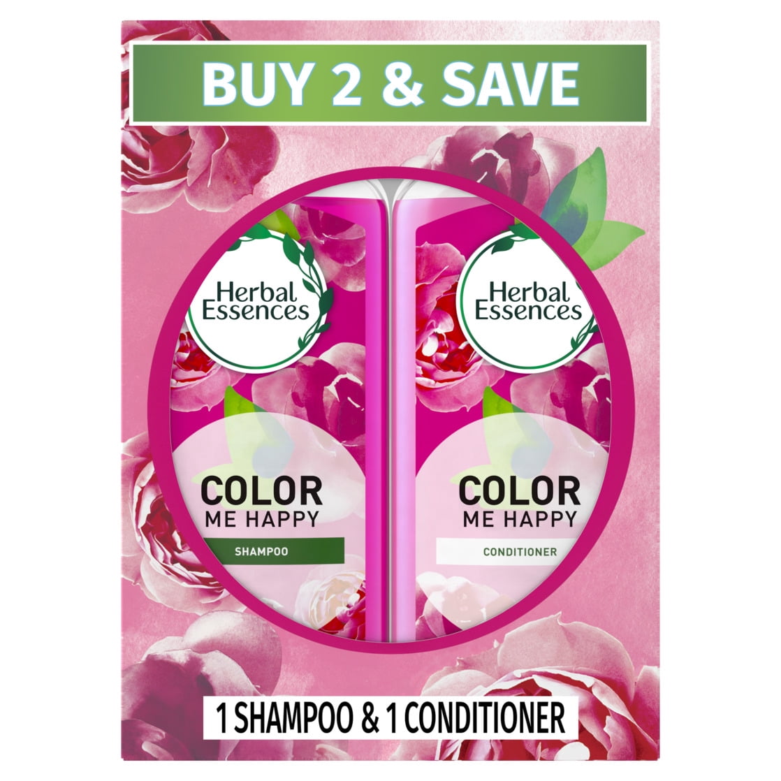 (4 pack) Herbal Essences Color Me Happy Shampoo and Conditioner Set for Color-Treated Hair, 11.7 oz