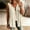 Khaki, variant on Women's V Neck Eyelet Embroidered Sleeveless Vest Tank Top, Solid Cotton Linen Woven Open Front Button Loose A Line Casual Layering Blouse