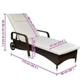 thumbnail image 3 of vidaXL Sun Lounger with Cushion & Wheels Poly Rattan Brown, 3 of 3