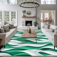 thumbnail image 3 of 5'x7' Area Rugs for Living Room Bedroom, Green White Moire Washable Rug Carpet Runner Indoor Outdoor, Modern Abstract Art Non Slip Floor Mats Area Rug for Kitchen, Nursery, 3 of 8