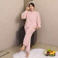 thumbnail image 4 of Annhoo 2 Piece Outfit for Women Long Sleeve Crewneck Fleece Fuzzy Soft Clothes Fall Winter Warm Sets, 4 of 5