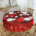 thumbnail image 3 of Tablecloth Christmas Red Glitter Snowflake Ball Round 60 x 60 Inch Table Cover Polyester Stain and Wrinkle Resistant Table Cloth for Kitchen Dining Coffee Party, 3 of 6