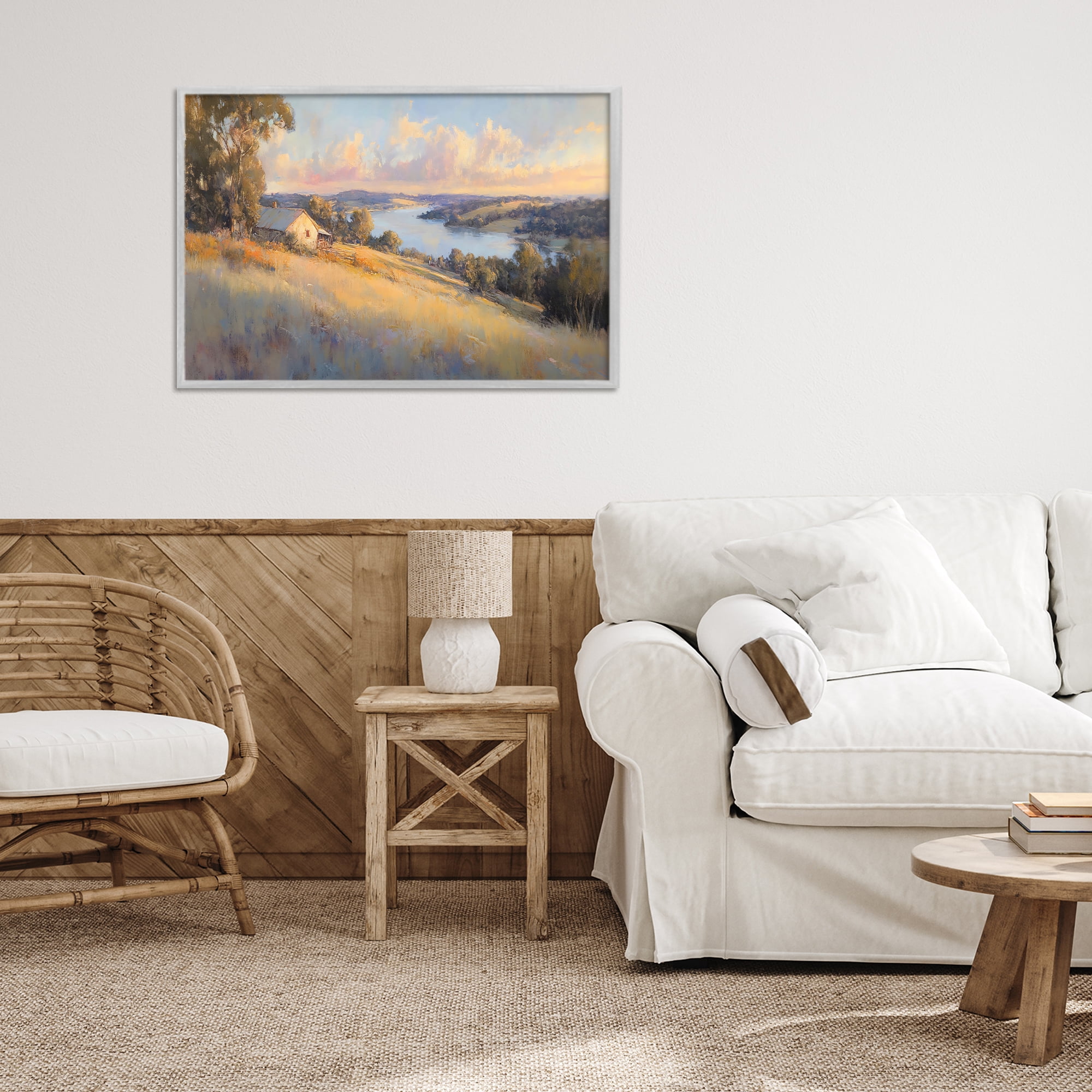 Stupell Industries Hilltop Cottage in Sunset Glow Gray Framed Giclee Art, design by Creative Studio